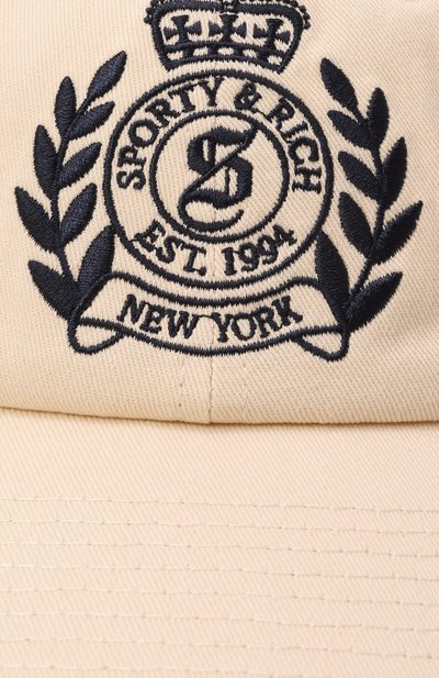 Хлопковая бейсболка SPORTY AND RICH кремового цвета по цене 8755 руб., арт. AC040606241CR01, фото 4 Хлопковая бейсболка SPORTY AND RICH, арт. AC040606241CR01, фото 4