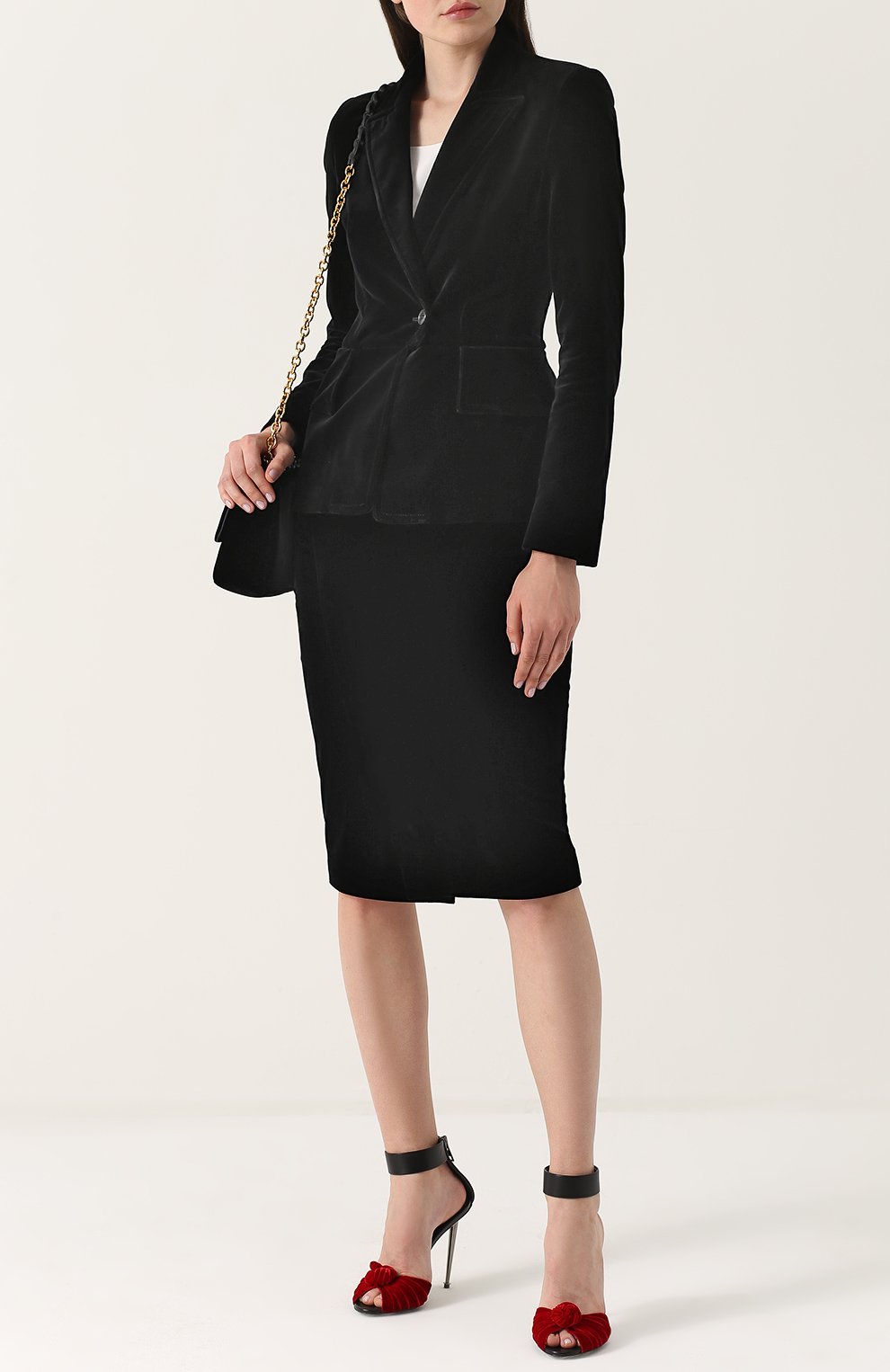 Бархатные босоножки на шпильке с кожаным ремешком TOM FORD, арт. W2148R-VCA, фото 2