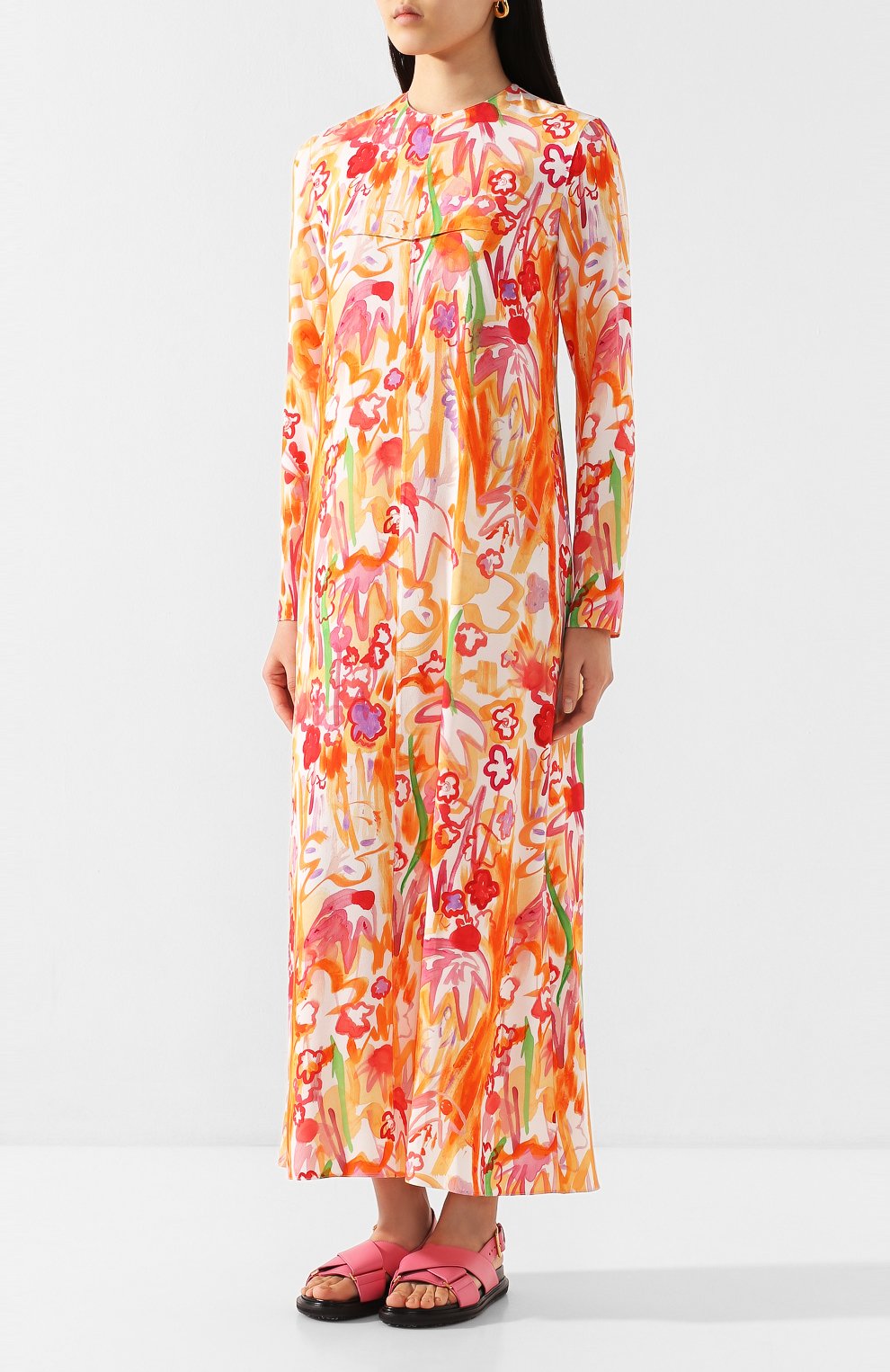 Платье из вискозы MARNI оранжевого цвета по цене 157500 руб., арт. ABMA0062A0/TV750, фото 3 Платье из вискозы MARNI, арт. ABMA0062A0/TV750, фото 3