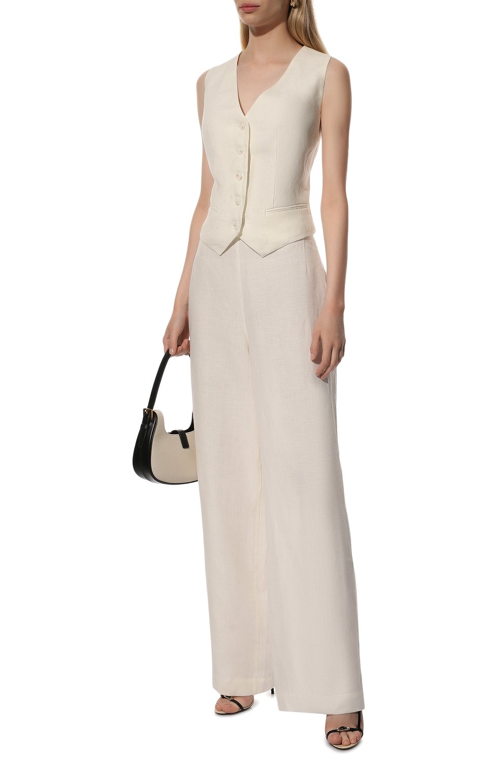 Льняные брюки NOBLE&BRULEE кремового цвета по цене 35000 руб., арт. NBMLGR10/2, фото 2 Льняные брюки NOBLE&BRULEE, арт. NBMLGR10/2, фото 2