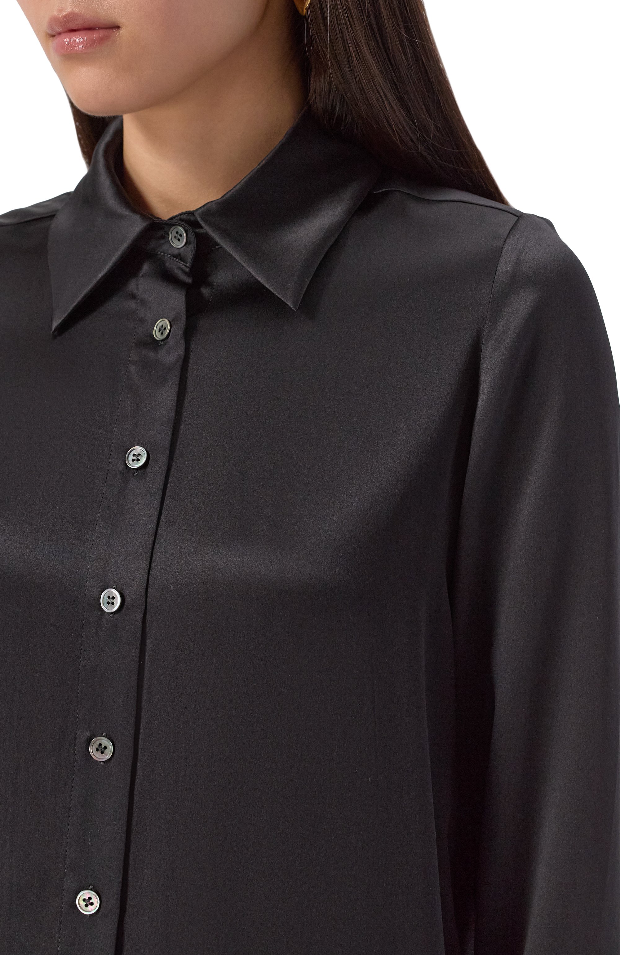 Атласная рубашка CO черного цвета по цене 57200 руб., арт. 1866CSSC-C0RE, фото 5 Атласная рубашка CO, арт. 1866CSSC-C0RE, фото 5