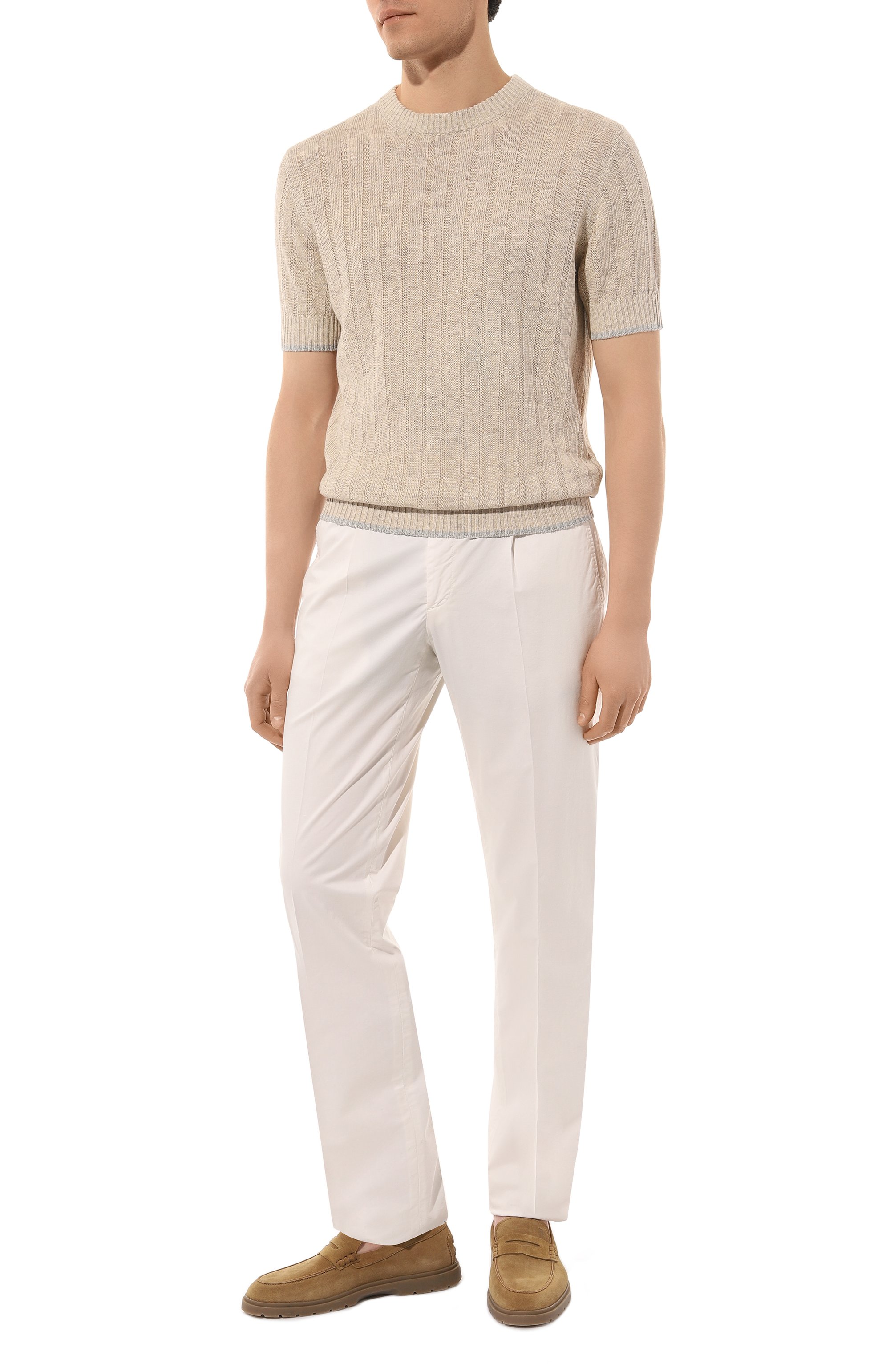 Джемпер изо льна и хлопка BRUNELLO CUCINELLI бежевого цвета по цене 116000 руб., арт. M2L70B2273, фото 2 Джемпер изо льна и хлопка BRUNELLO CUCINELLI, арт. M2L70B2273, фото 2