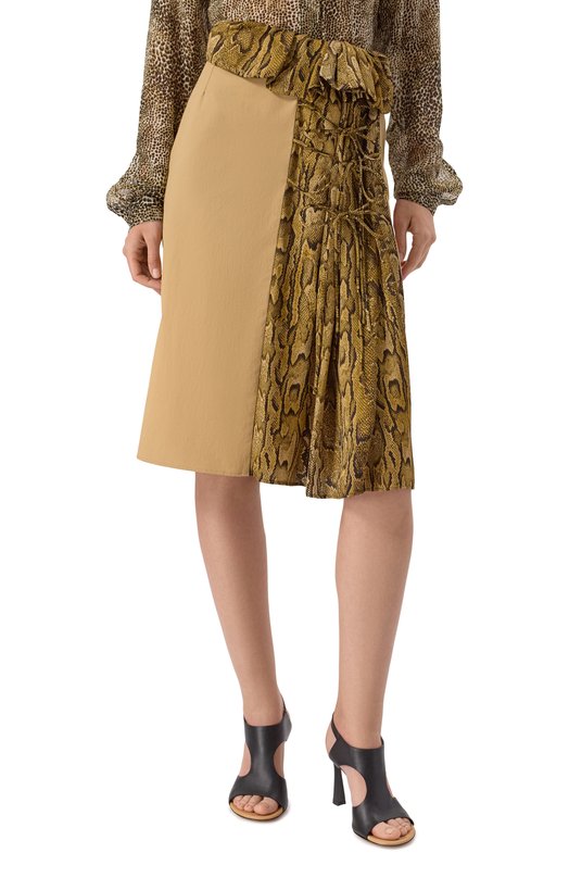 Юбка из хлопка и вискозы Dries Van Noten 251-010805-1147 Бежевый  251-010805-1147 Фото 3