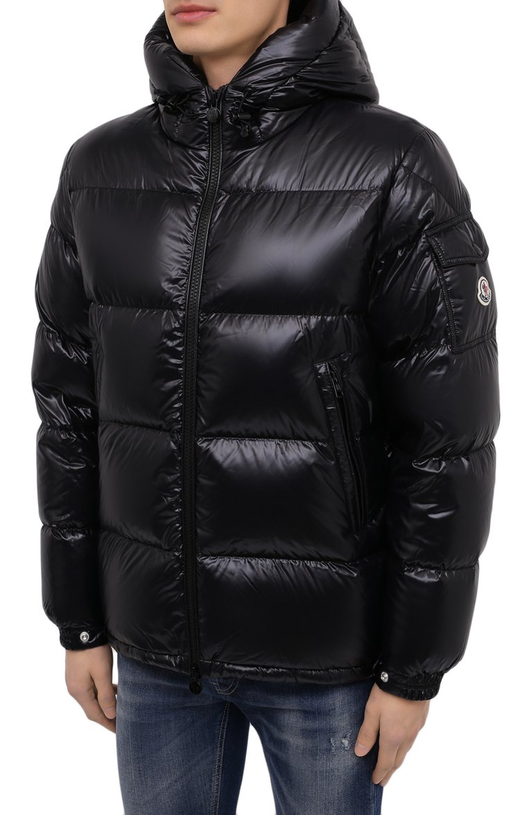 Мужская пуховик ecrins MONCLER черного цвета, арт. F2-091-1A545-00-68950 | Фото 3 (Материал внешний: Синтетический материал; Материал утеплителя: Пух и перо; Материал подклада: Синтетический материал; Рукава: Длинные; Длина (верхняя одежда): Короткие; Мужское Кросс-КТ: Верхняя одежда, Пуховик-верхняя одежда, пуховик-короткий; Стили: Спорт-шик; Кросс-КТ: Пуховик; Драгоценные камни: Проставлено; Материал сплава: Проставлено)