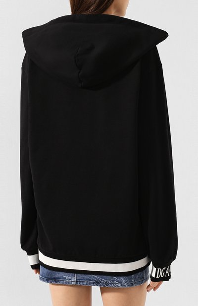 Хлопковое худи DOLCE & GABBANA черного цвета по цене 72500 руб., арт. F9F07Z/G7TAS, фото 4 Хлопковое худи DOLCE & GABBANA, арт. F9F07Z/G7TAS, фото 4