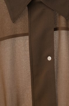 Женская блузка PINKO хаки цвета, арт. 104787/A21F | Фото 6 (Драгоценные камни: Проставлено; Материал сплава: Проставлено; Рукава: Длинные; Длина (для топов): Стандартные; Женское Кросс-КТ: Блуза-одежда; Принт: Без принта; Стили: Кэжуэл; Материал внешний: Синтетический материал)