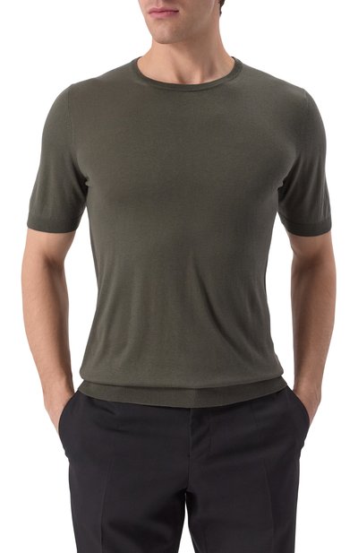 Шелковый джемпер GRAN SASSO хаки цвета по цене 28550 руб., арт. 43112/23503, фото 3 Шелковый джемпер GRAN SASSO, арт. 43112/23503, фото 3