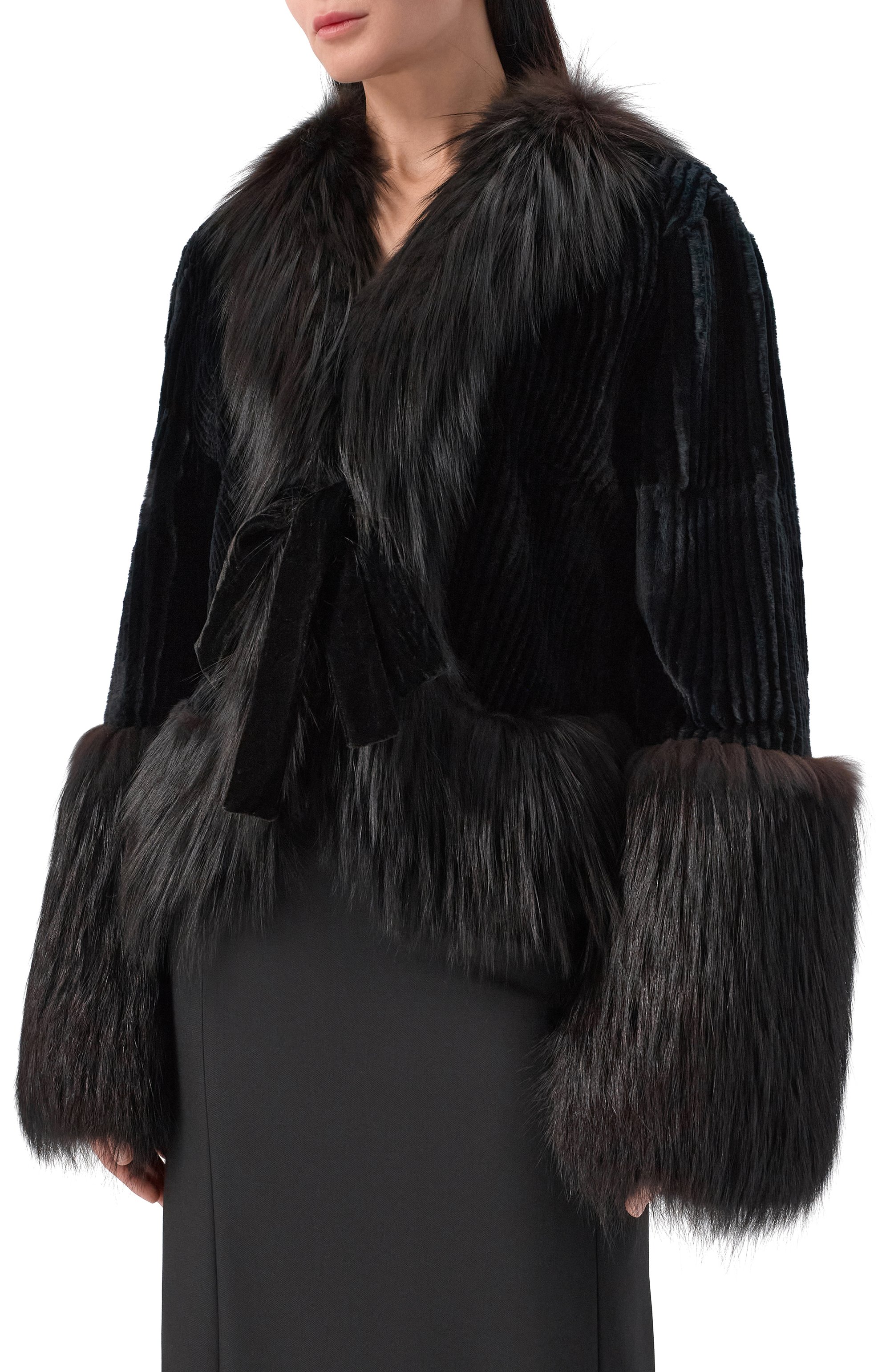 Шуба из кролика с отделкой из лисы GIORGIO ARMANI, арт. 02/101963/61271, фото 3