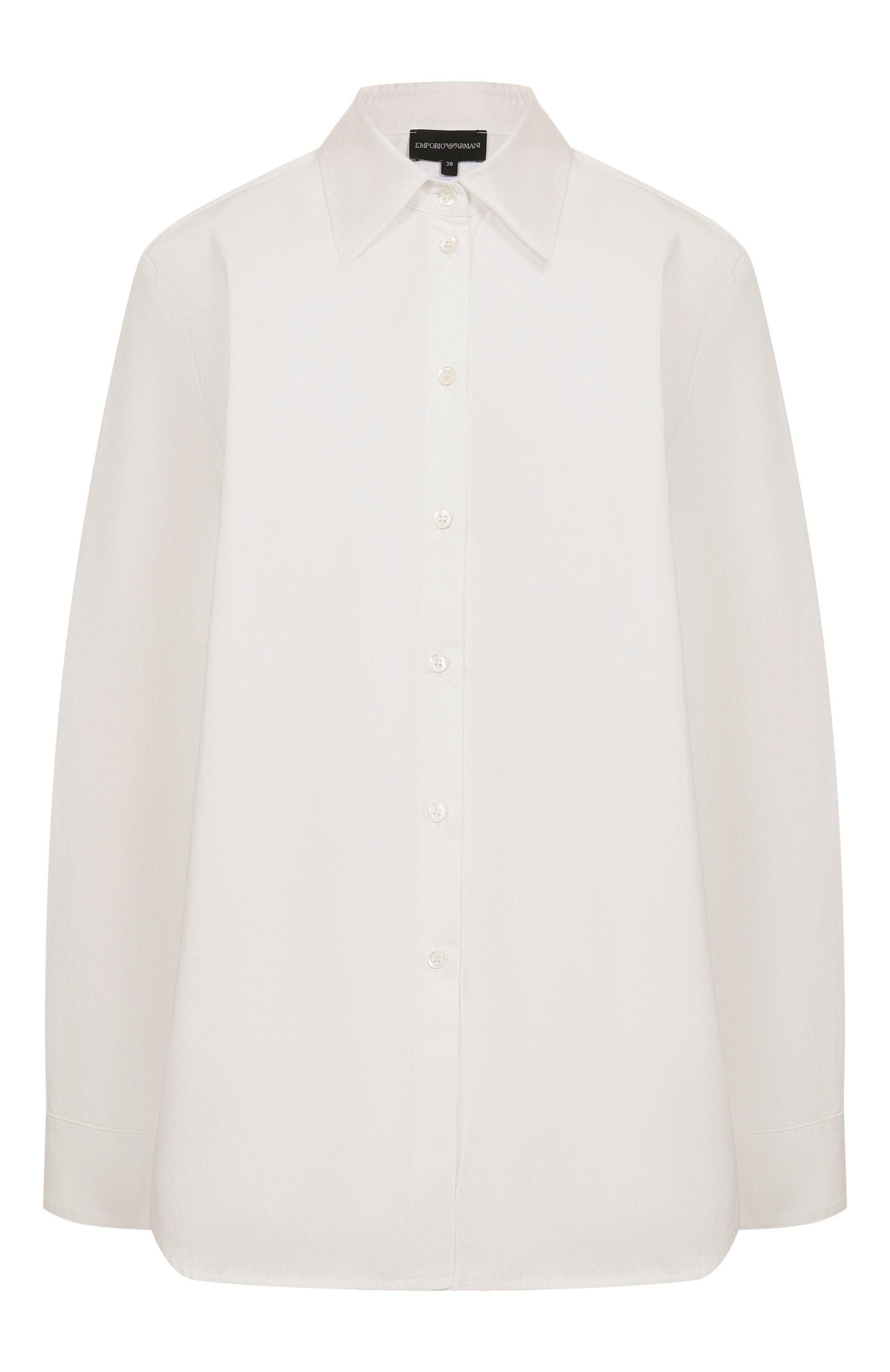 Хлопковая рубашка EMPORIO ARMANI белого цвета по цене 45950 руб., арт. EW002666/AF12441, фото 1 Хлопковая рубашка EMPORIO ARMANI, арт. EW002666/AF12441, фото 1