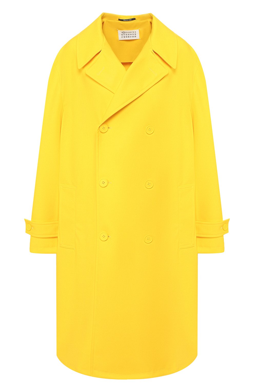Двубортное пальто MAISON MARGIELA желтого цвета по цене 199500 руб., арт. S51AH0101/S49665, фото 1 Двубортное пальто MAISON MARGIELA, арт. S51AH0101/S49665, фото 1