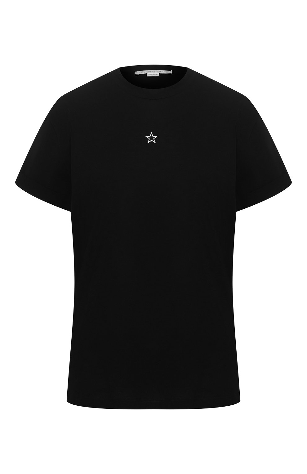 Хлопковая футболка STELLA MCCARTNEY черного цвета по цене 33150 руб., арт. 457142/SIW20, фото 1 Хлопковая футболка STELLA MCCARTNEY, арт. 457142/SIW20, фото 1