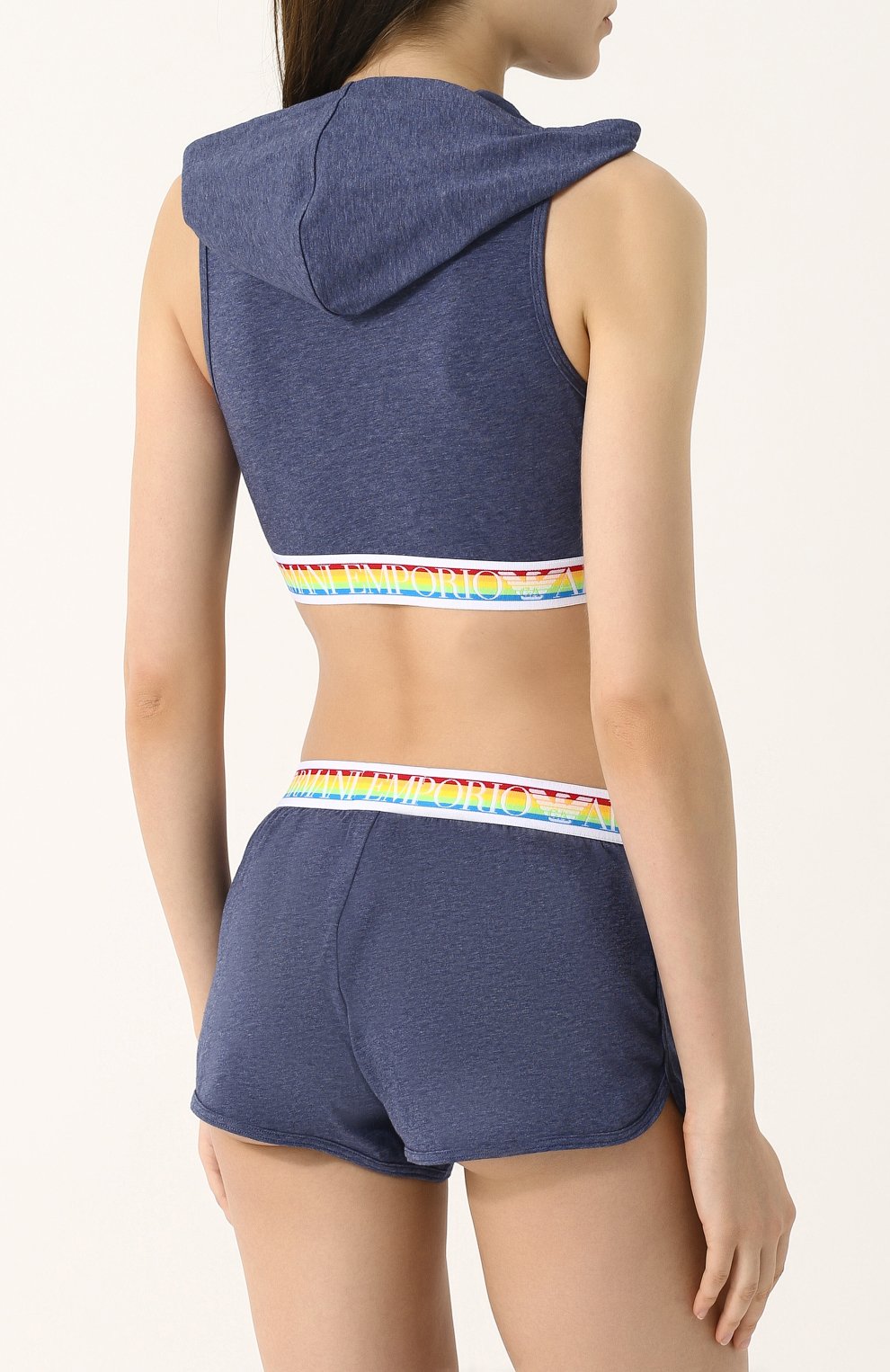 Хлопковый кроп-топ с капюшоном EMPORIO ARMANI, арт. 163923/8P217, фото 4