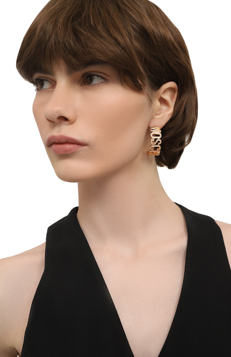 Женские серьги MOSCHINO золотого цвета, арт. 71 A9170 8434 | Фото 2 (Нос: Не проставлено; Региональные ограничения белый список (Axapta Mercury): Не проставлено; Материал: Металл)