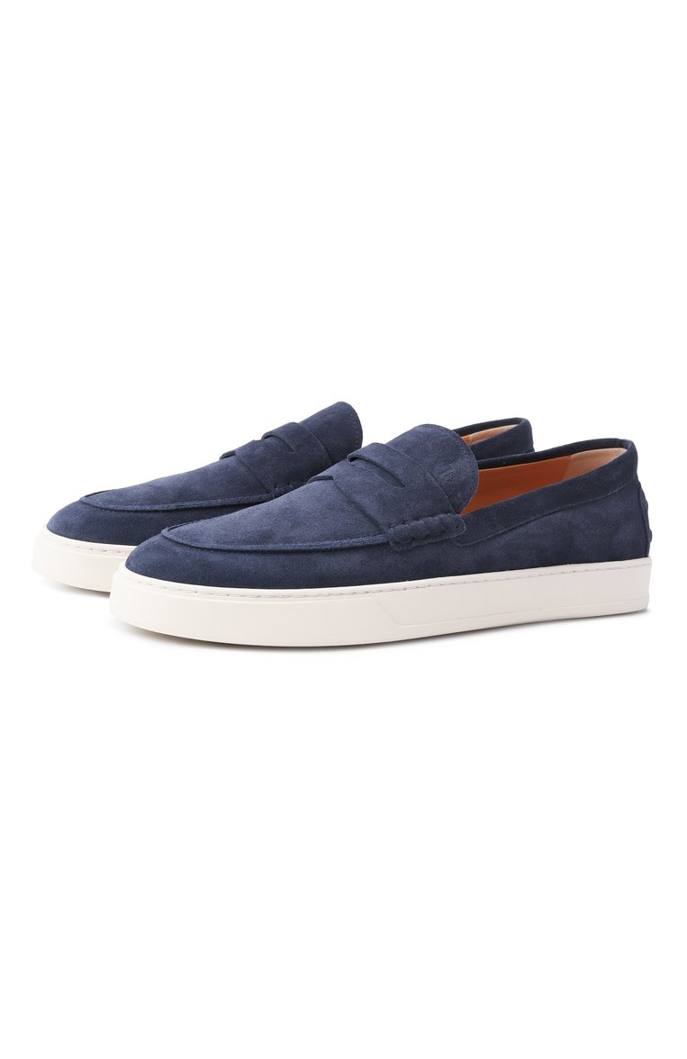 Мужские замшевые пенни-лоферы TOD’S темно-синего цвета, арт. XXM04L00640RE0 | Фото 1 (Нос: Не проставлено; Материал внешний: Натуральная кожа, Замша; Материал внутренний: Натуральная кожа; Стили: Кэжуэл)