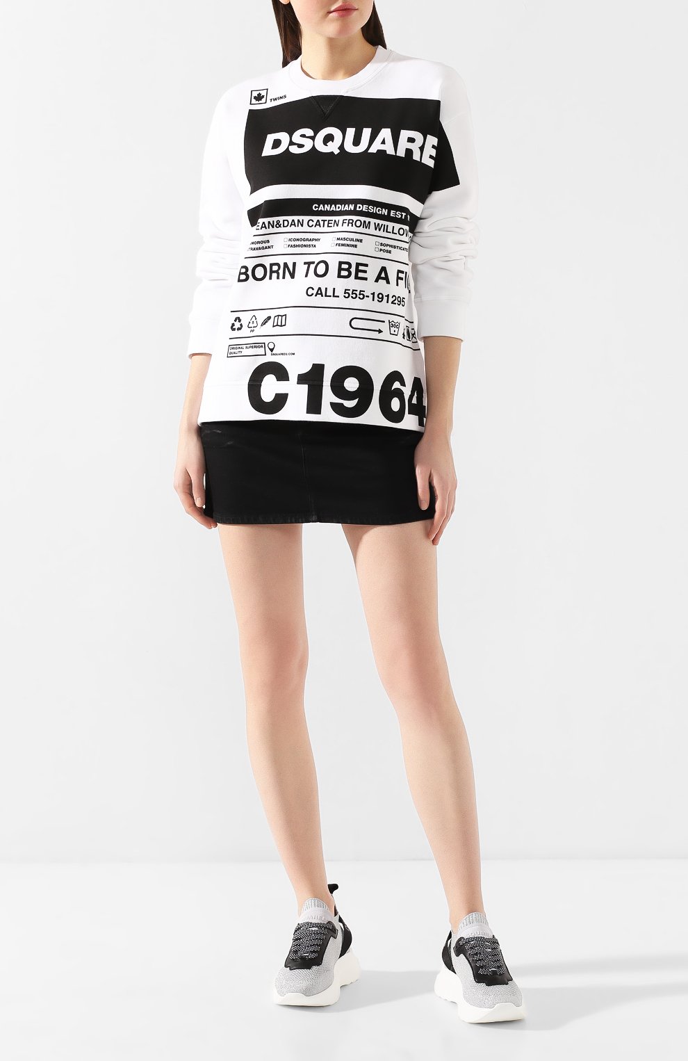 Хлопковый свитшот DSQUARED2 белого цвета по цене 36550 руб., арт. S75GU0283/S25042, фото 2 Хлопковый свитшот DSQUARED2, арт. S75GU0283/S25042, фото 2