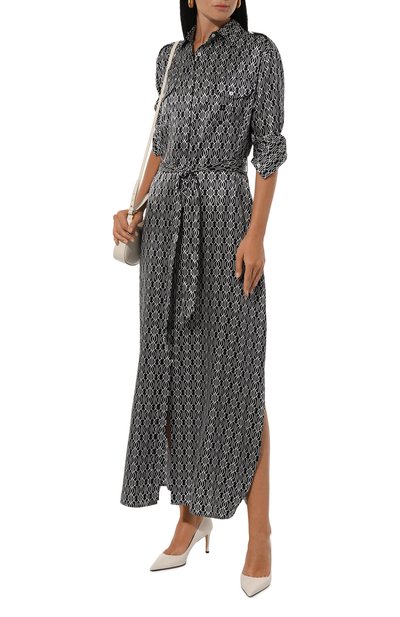 Атласное платье KITON темно-синего цвета по цене 214500 руб., арт. D47H321K0978C_SET, фото 2 Атласное платье KITON, арт. D47H321K0978C_SET, фото 2