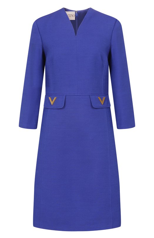 Платье из шерсти и шелка Valentino 8B3VAJ56/1CF Синий 8B3VAJ56/1CF