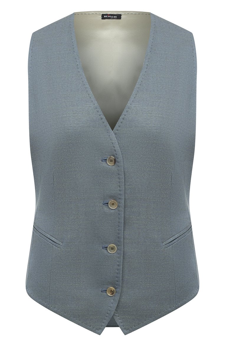 Женский жилет из вискозы KITON бирюзового цвета, арт. D47456K0919B | Фото 1 (Материал внешний: Вискоза; Длина (верхняя одежда): Короткие; Женское Кросс-КТ: Жилет-одежда; Стили: Классический)