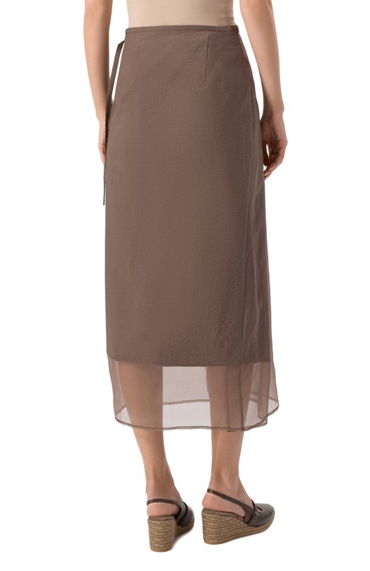 Хлопковая юбка Brunello Cucinelli ML140G3826 Коричневый  ML140G3826 Фото 4