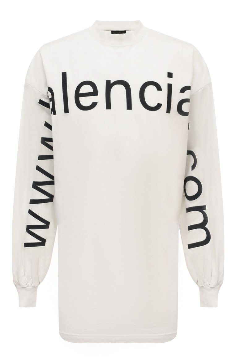 Мужская хлопковый лонгслив BALENCIAGA белого цвета, арт. 739027/T0V01 | Фото 1 (Рукава: Длинные; Длина (для топов): Удлиненные; Материал внешний: Хлопок; Принт: С принтом; Стили: Кэжуэл; Кросс-КТ: Джерси; Мужское Кросс-КТ: Футболка-одежда)