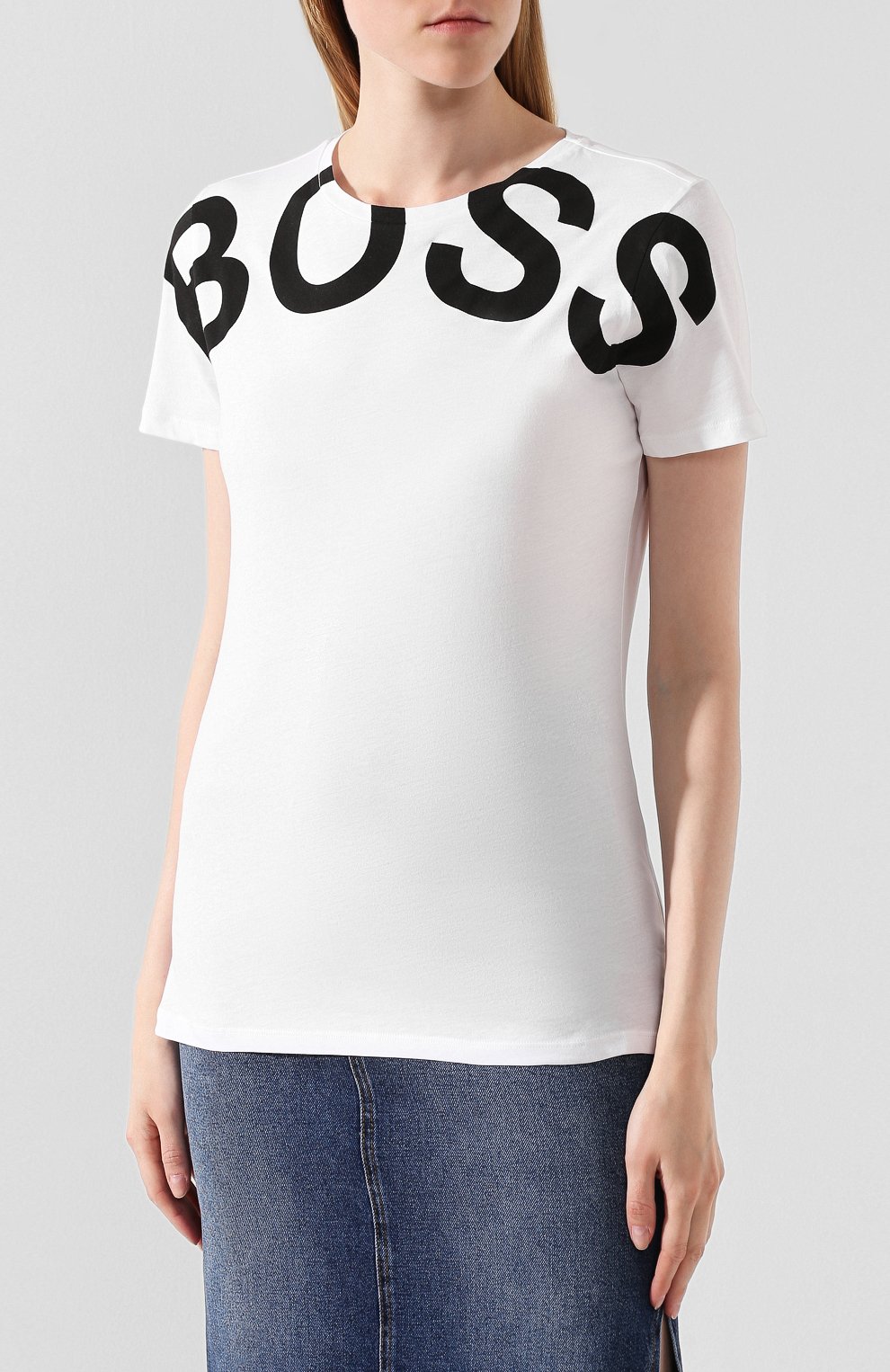 Хлопковая футболка BOSS белого цвета по цене 4500 руб., арт. 50413380, фото 3 Хлопковая футболка BOSS, арт. 50413380, фото 3