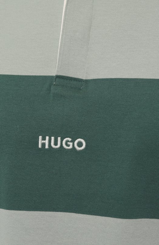 Хлопковое поло HUGO Blue Зелёный, фото 5