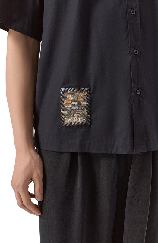 Хлопковая рубашка Laneus S6LAMASI119 Чёрный  S6LAMASI119 Фото 5