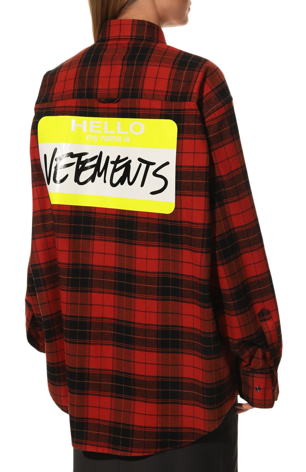 Хлопковая рубашка VETEMENTS красного цвета по цене 108500 руб., арт. UA53SH700R, фото 4 Хлопковая рубашка VETEMENTS, арт. UA53SH700R, фото 4