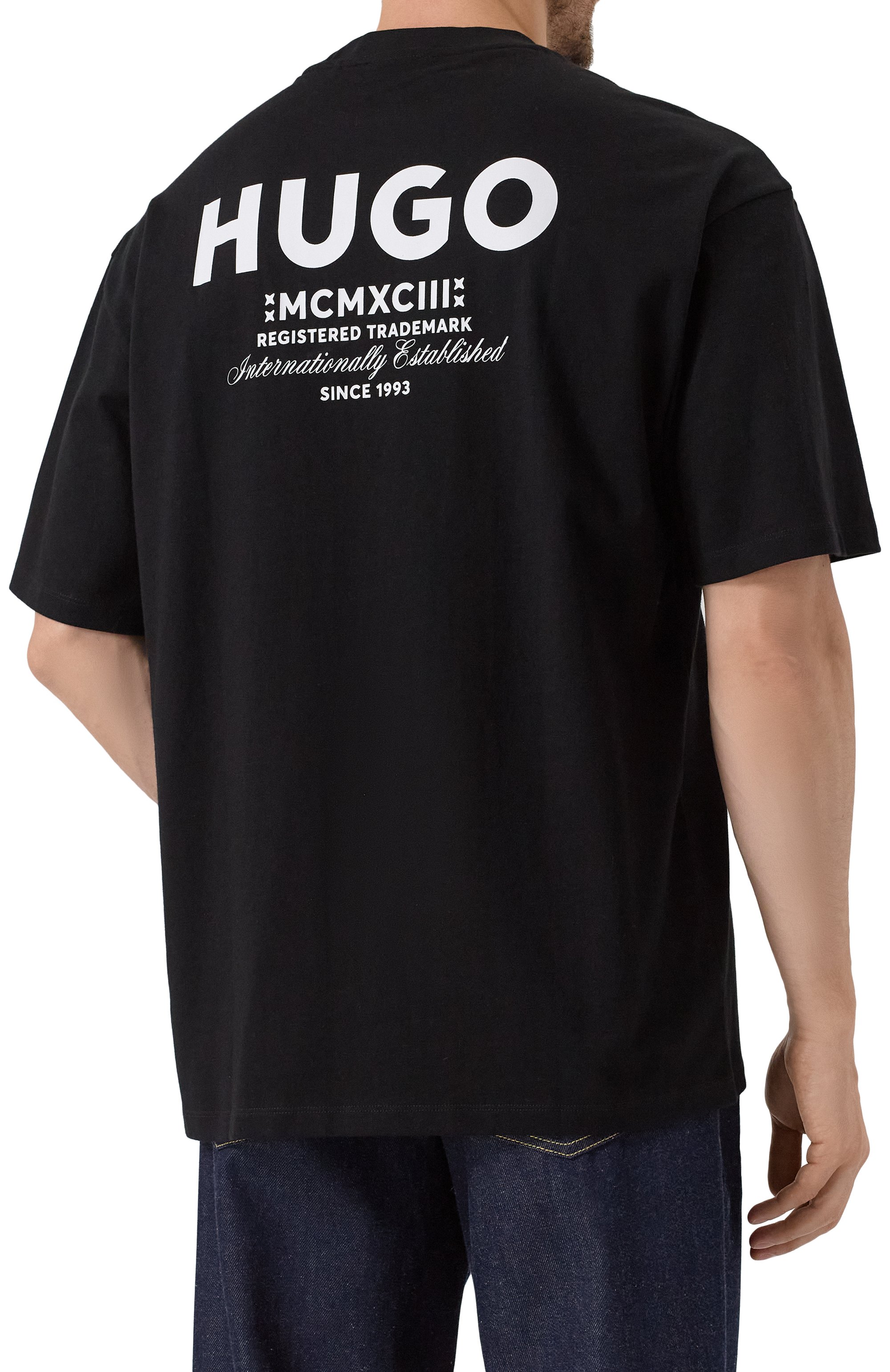 Хлопковая футболка HUGO BLUE черного цвета по цене 8295 руб., арт. 50509776, фото 4 Хлопковая футболка HUGO BLUE, арт. 50509776, фото 4