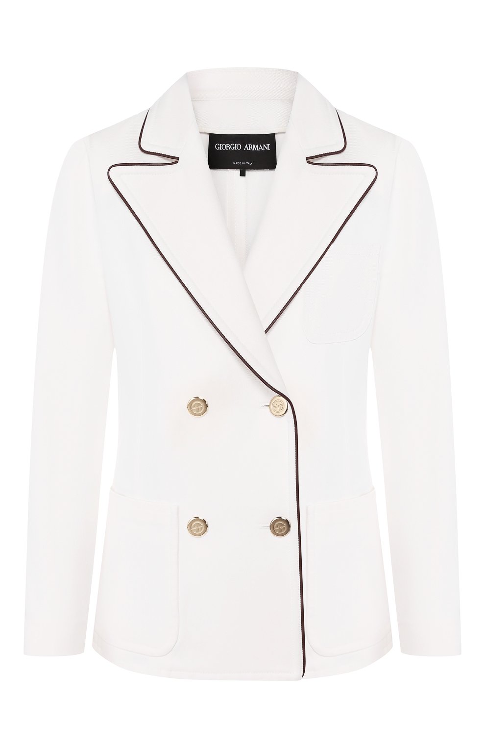 Двубортный жакет GIORGIO ARMANI белого цвета по цене 226500 руб., арт. 0SHGG0CU/T01I0, фото 1 Двубортный жакет GIORGIO ARMANI, арт. 0SHGG0CU/T01I0, фото 1