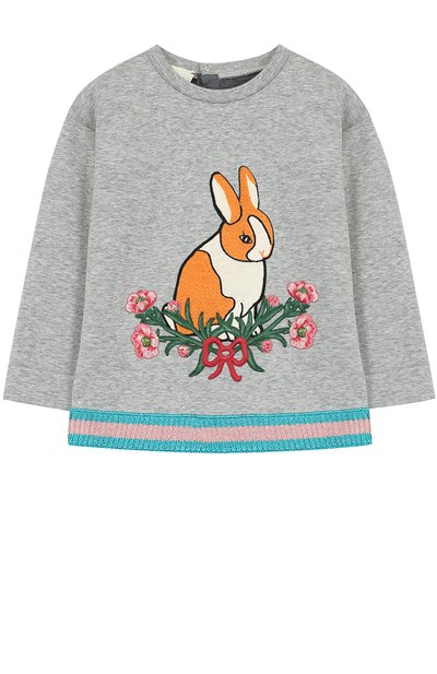 Хлопковая толстовка с контрастной отделкой и вышивкой GUCCI, арт. 478370/X9A91, фото 1