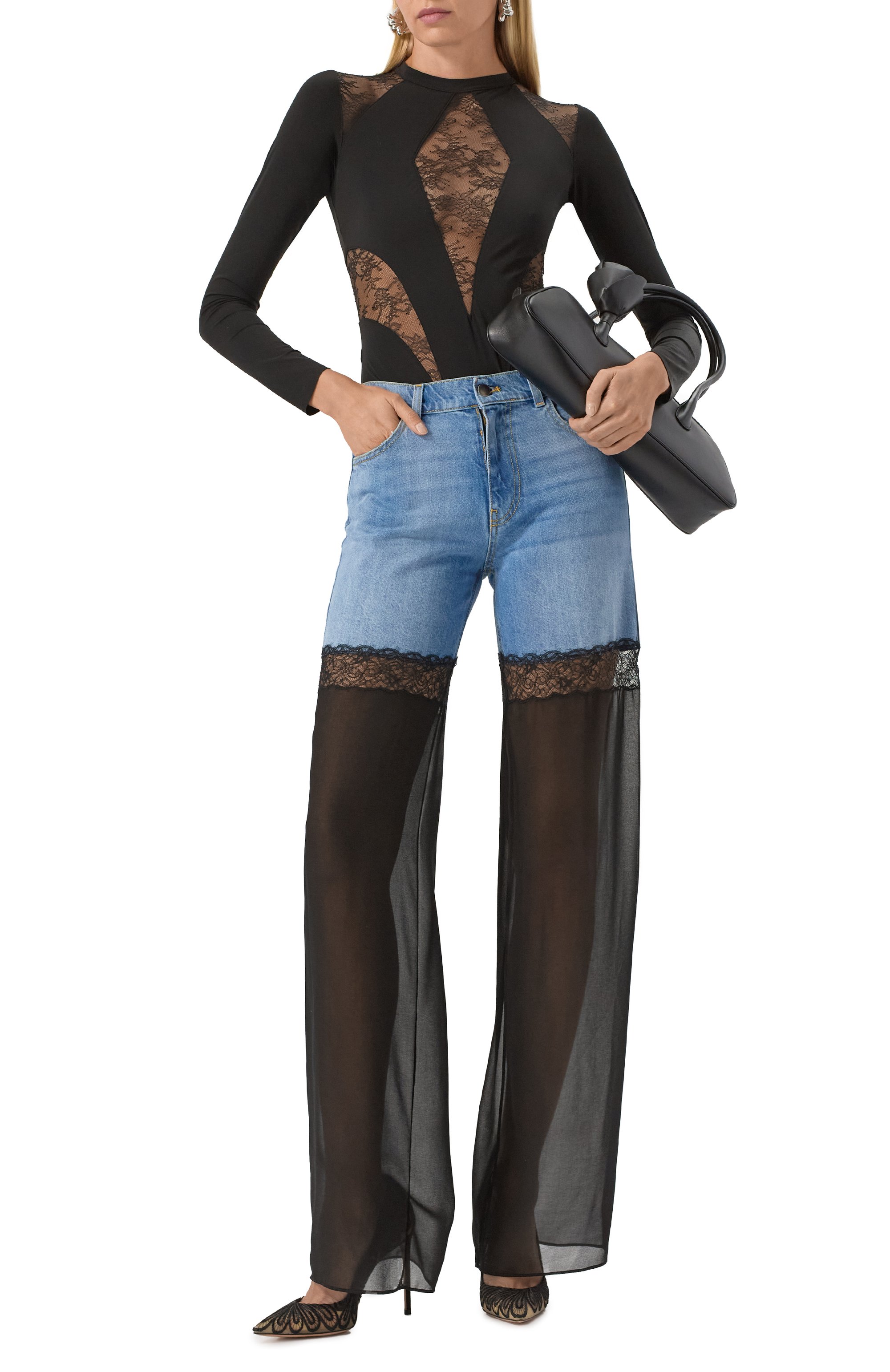 Текстильные туфли chantilly 105 AQUAZZURA черного цвета по цене 99500 руб., арт. CHNHIGP0/LFS, фото 2 Текстильные туфли chantilly 105 AQUAZZURA, арт. CHNHIGP0/LFS, фото 2