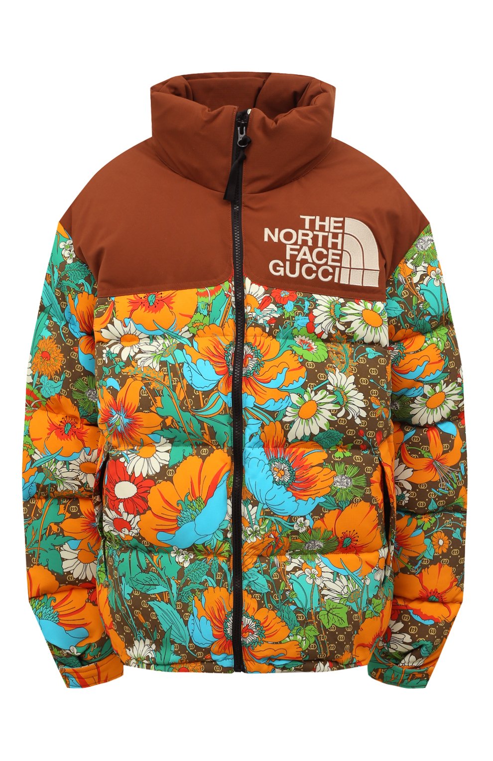 Женский разноцветный пуховик the north face x gucci GUCCI купить в