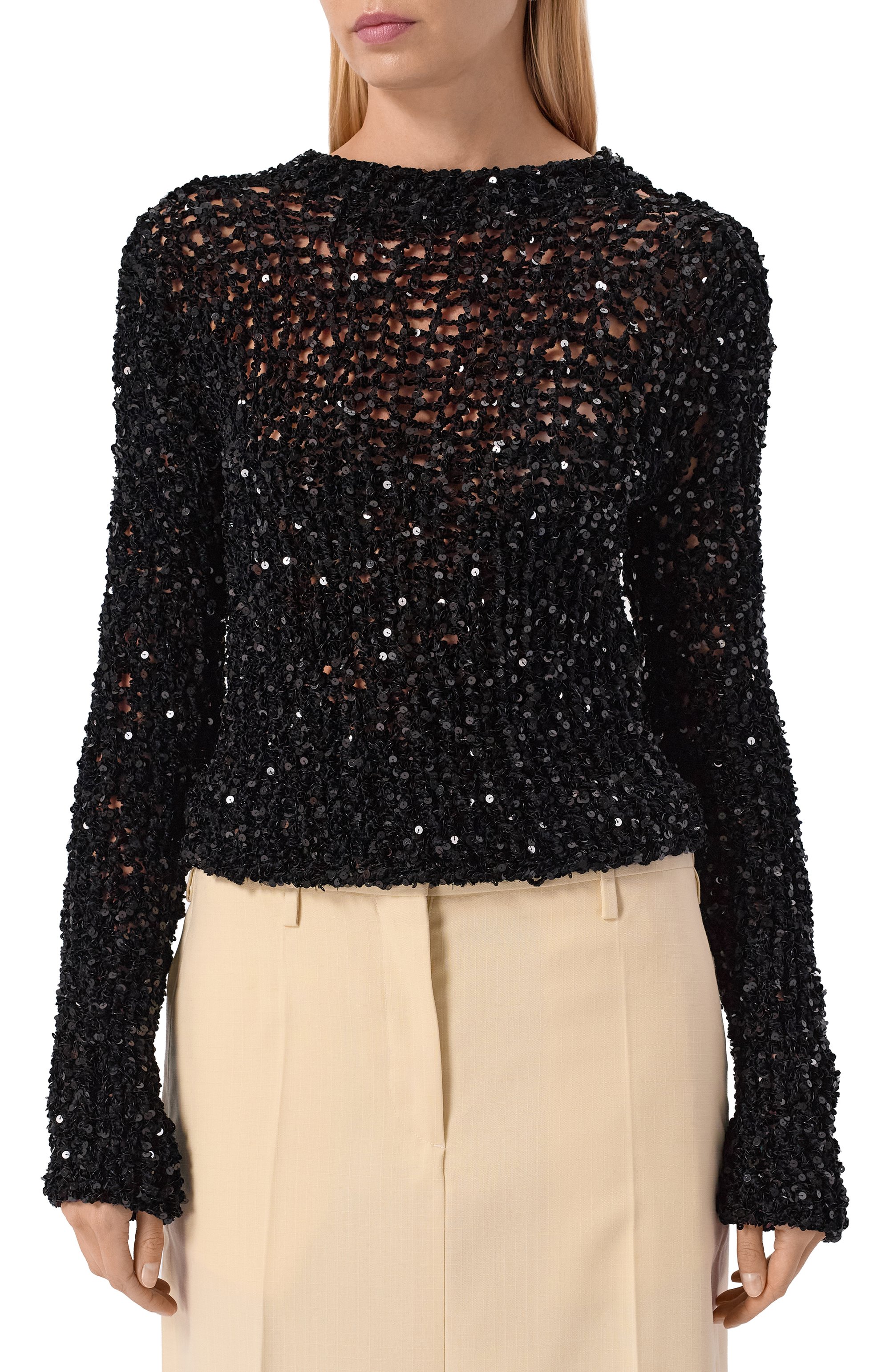 Свитер с отделкой пайетками JIL SANDER, арт. J03GP0171/J18354, фото 3