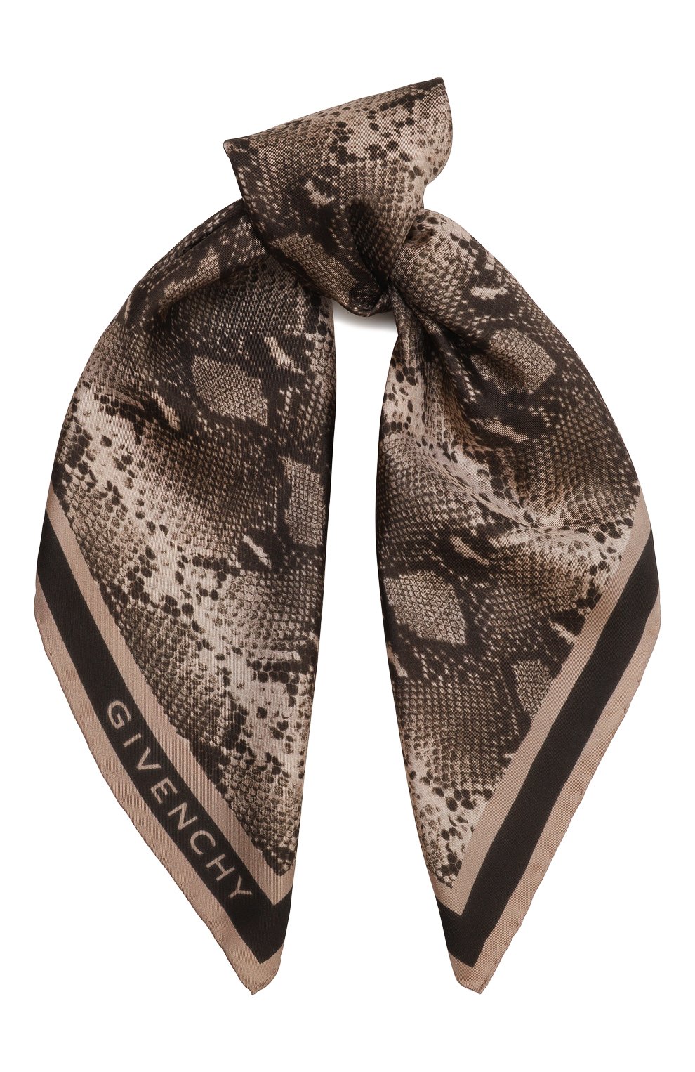 Шелковый платок GIVENCHY коричневого цвета по цене 26300 руб., арт. GW7070/SR219, фото 1 Шелковый платок GIVENCHY, арт. GW7070/SR219, фото 1