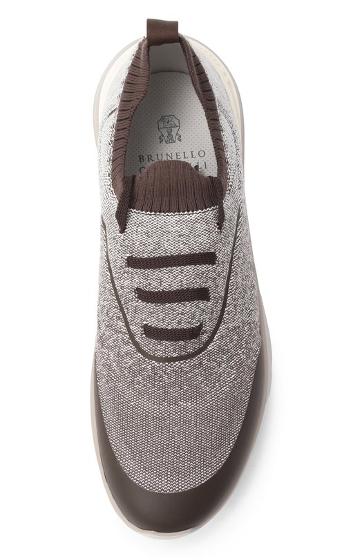 Текстильные кроссовки Brunello Cucinelli MZUEHR0342 Коричневый  MZUEHR0342 Фото 6