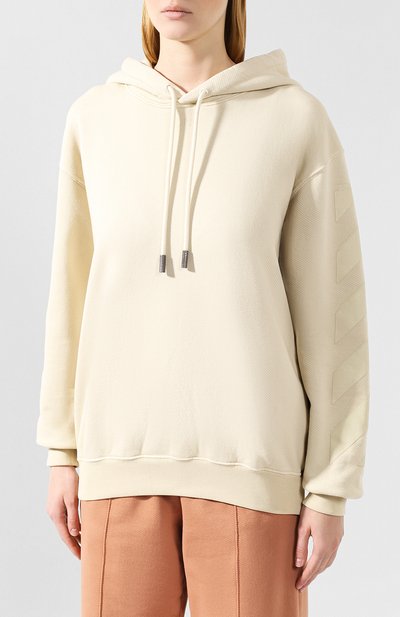 Хлопковое худи OFF-WHITE бежевого цвета по цене 39950 руб., арт. 0WBB032E19F300964747, фото 3 Хлопковое худи OFF-WHITE, арт. 0WBB032E19F300964747, фото 3