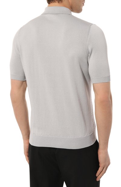 Поло из хлопка и шелка ZILLI светло-серого цвета по цене 121000 руб., арт. MBZ-PB238-ALL01/MC01, фото 4 Поло из хлопка и шелка ZILLI, арт. MBZ-PB238-ALL01/MC01, фото 4
