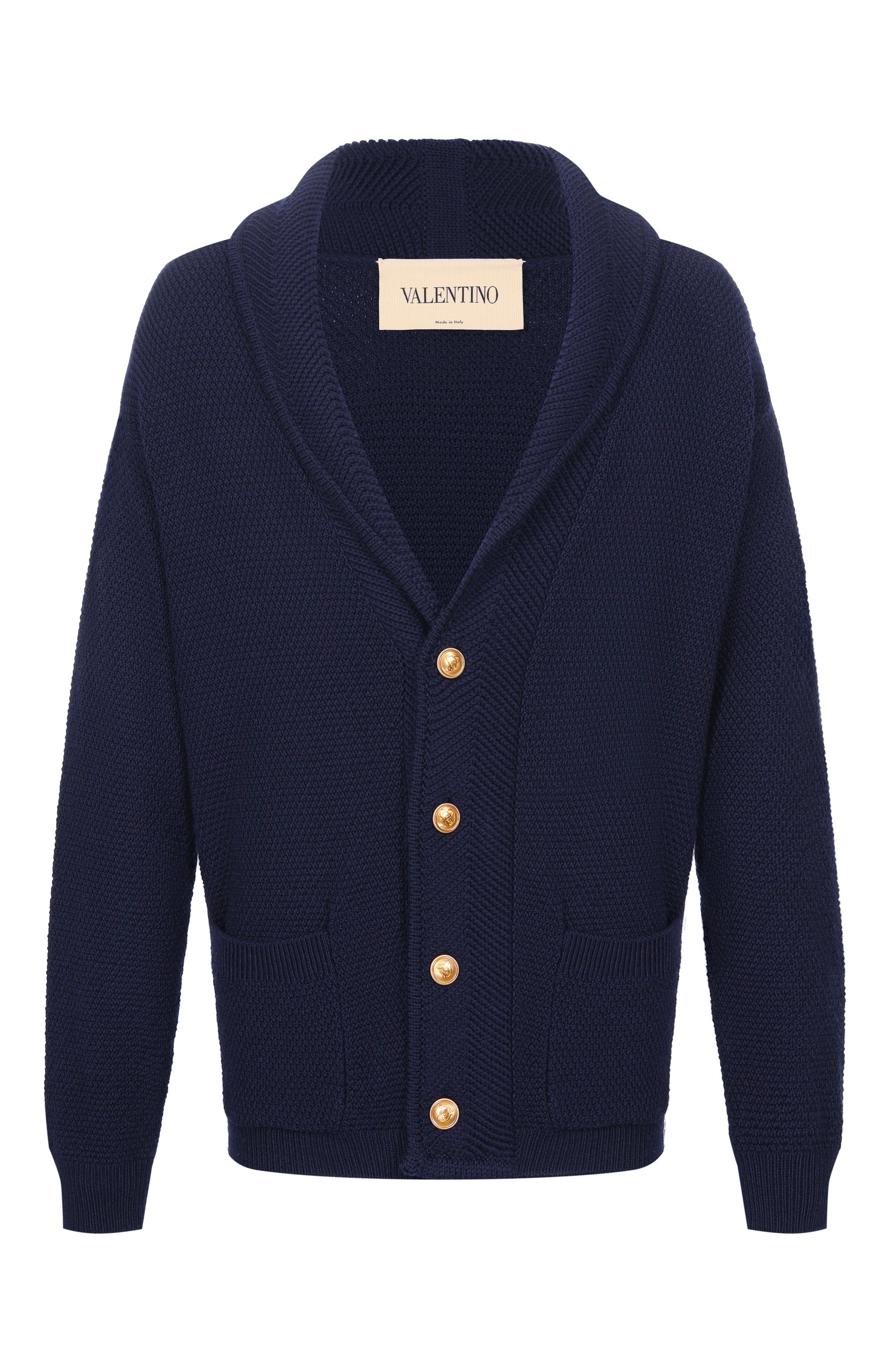 Шерстяной кардиган VALENTINO темно-синего цвета по цене 313500 руб., арт. 9V3KE03N/BLD, фото 1 Шерстяной кардиган VALENTINO, арт. 9V3KE03N/BLD, фото 1
