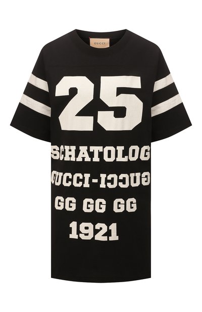 Хлопковая футболка GUCCI черного цвета по цене 64800 руб., арт. 660744/XJDKK, фото 1 Хлопковая футболка GUCCI, арт. 660744/XJDKK, фото 1