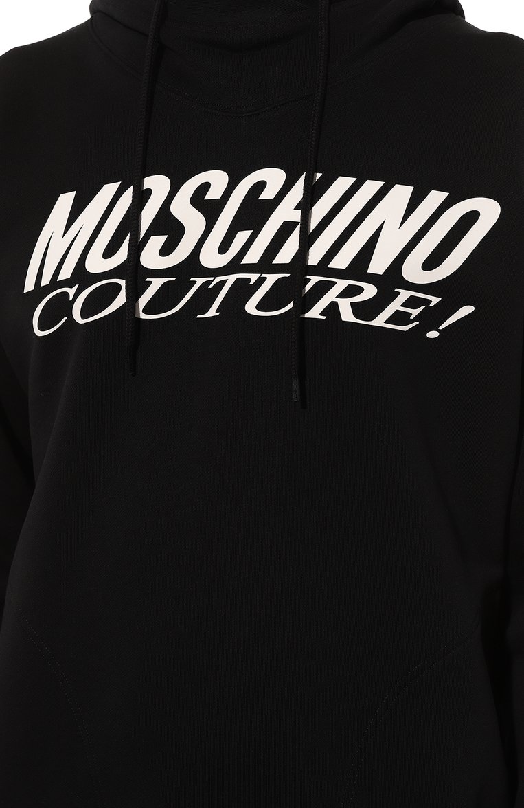 Мужской хлопковое худи MOSCHINO черного цвета, арт. A1704/7028 | Фото 5 (Материал сплава: Проставлено; Драгоценные камни: Проставлено; Рукава: Длинные; Материал внешний: Хлопок; Длина (для топов): Стандартные; Мужское Кросс-КТ: Худи-одежда; Принт: С принтом; Стили: Спорт-шик)