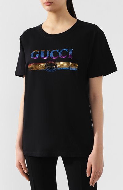 Хлопковая футболка GUCCI, арт. 492347/XJARK, фото 3