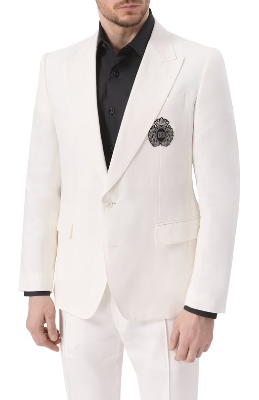 Льняной пиджак Dolce & Gabbana G2QS6Z/FU4LF Белый  G2QS6Z/FU4LF Фото 5