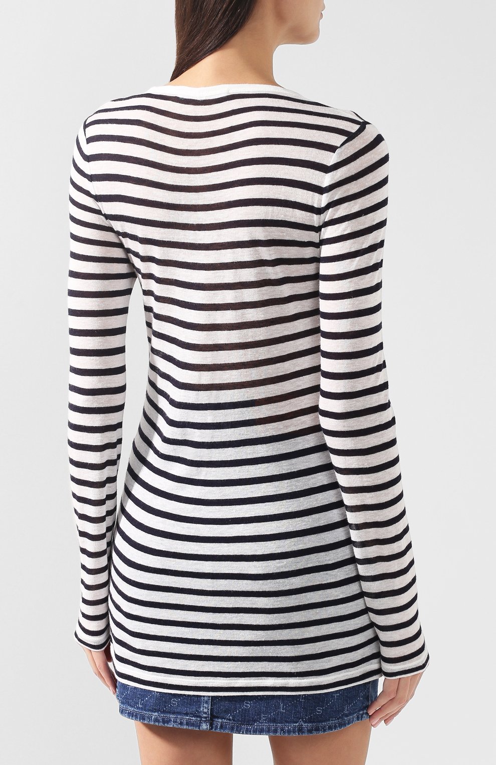 Лонгслив из смеси вискозы и льна ALEXANDERWANG.T синего цвета по цене 18100 руб., арт. 4C991021A3, фото 4 Лонгслив из смеси вискозы и льна ALEXANDERWANG.T, арт. 4C991021A3, фото 4