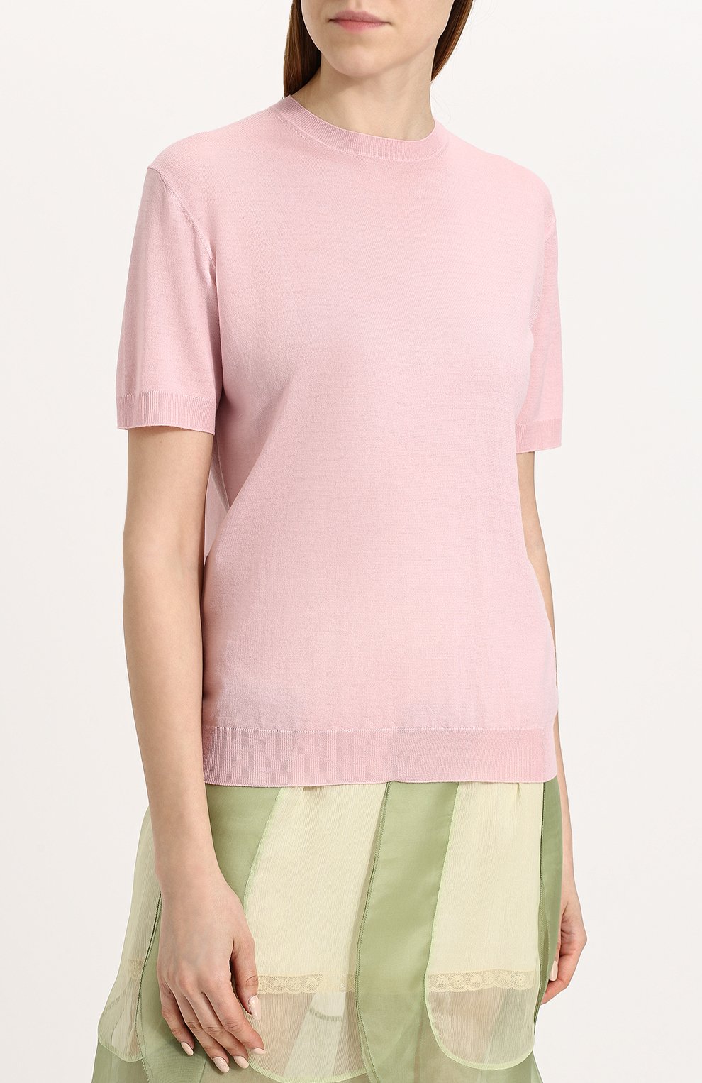 Однотонный вязаный топ с коротким рукавом PRADA, арт. P24V22-J2N-F0384, фото 3