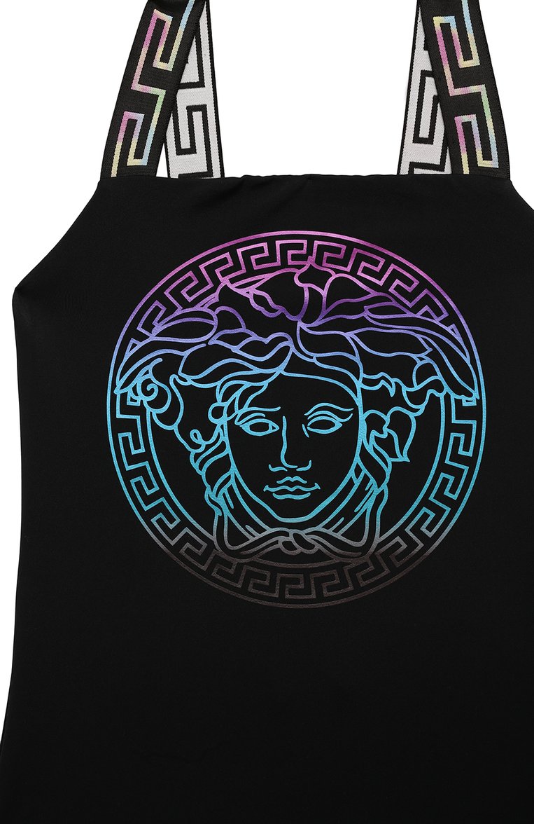 Детского слитный купальник VERSACE черного цвета, арт. 1006834/1A08687/8A-14A | Фото 3 (Материал внешний: Синтетический материал; Нос: Не проставлено; Материал сплава: Проставлено; Девочки Кросс-КТ: Купальники-пляж; Принт: С принтом)
