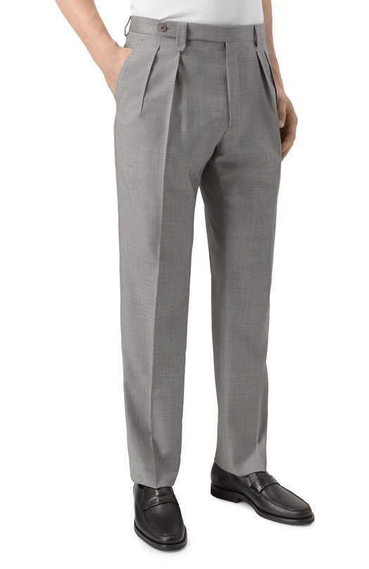 Шерстяные брюки Brioni RP3I0L-P1A0X Серый  RP3I0L-P1A0X Фото 3
