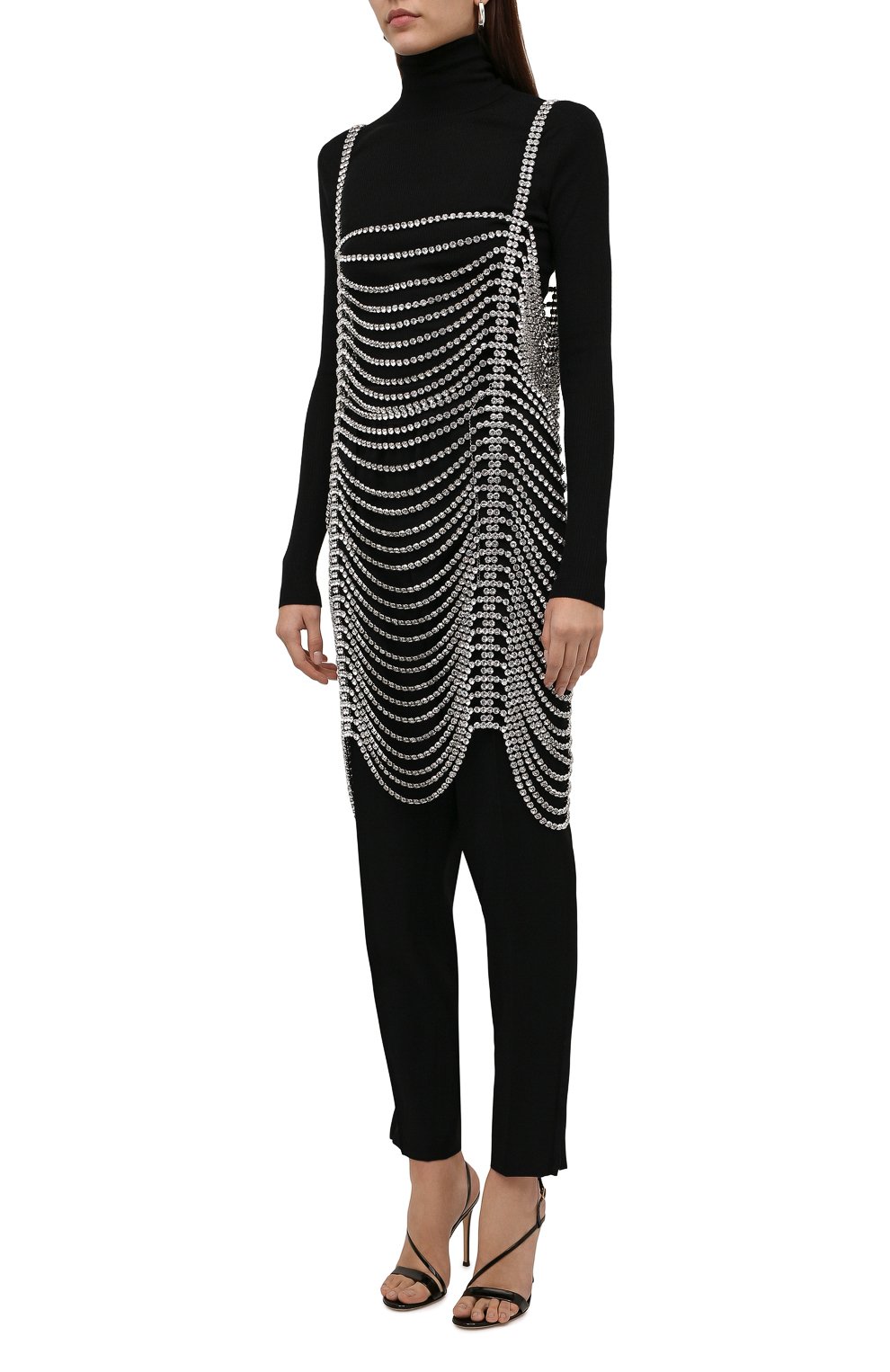 Платье со стразами AREA серебряного цвета по цене 331500 руб., арт. 2103D19042, фото 3 Платье со стразами AREA, арт. 2103D19042, фото 3