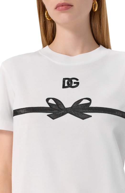 Хлопковая футболка Dolce & Gabbana F8V42Z/GDC6B Белый  F8V42Z/GDC6B Фото 5
