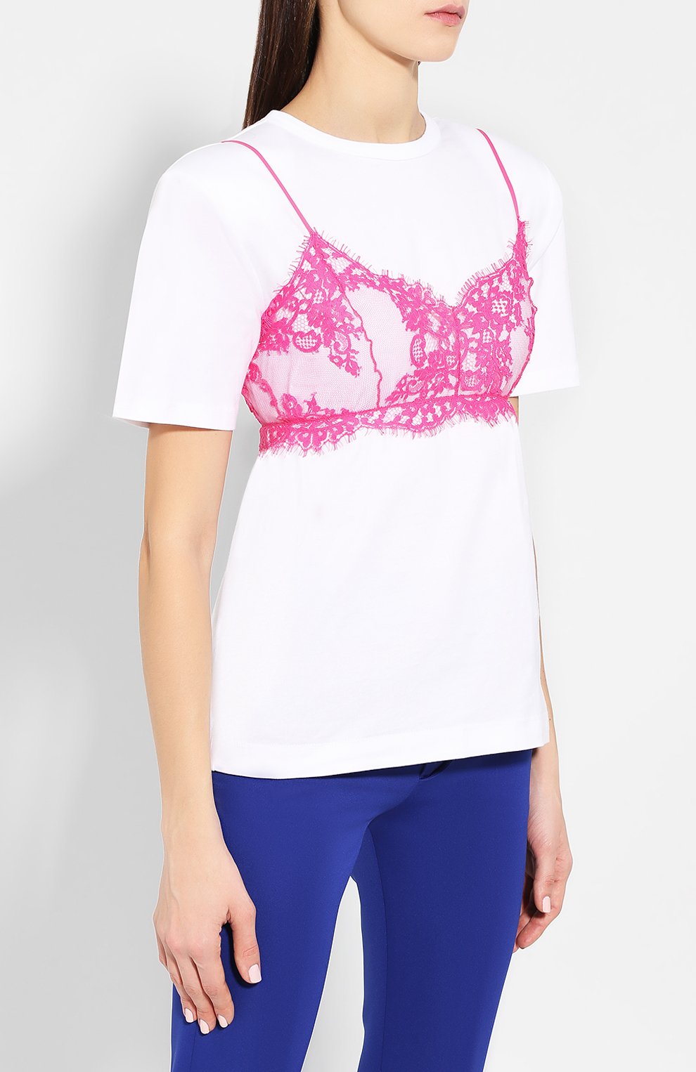 Кружевной топ MSGM фуксия цвета по цене 29950 руб., арт. 2642MDT125 195458, фото 3 Кружевной топ MSGM, арт. 2642MDT125 195458, фото 3